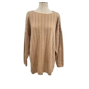 Eileen Fisher Vintage Sweater Crochet‎ Pointelle Knit Camel Tan Size 2 Medium